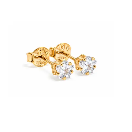 BRINCO PONTO DE LUZ FLOR CAIXA ALTA M BANHADO A OURO 18K