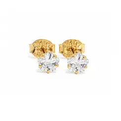 BRINCO PONTO DE LUZ FLOR CAIXA ALTA M BANHADO A OURO 18K