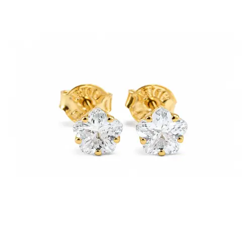 BRINCO PONTO DE LUZ FLOR CAIXA ALTA G BANHADO A OURO 18K