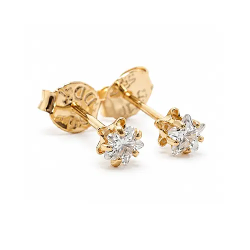 BRINCO PONTO DE LUZ ESTRELA CAIXA ALTA M BANHADO A OURO 18K