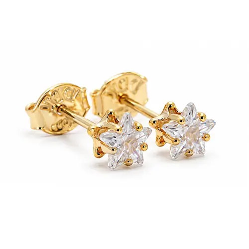 BRINCO PONTO DE LUZ ESTRELA CAIXA ALTA G BANHADO A OURO 18K