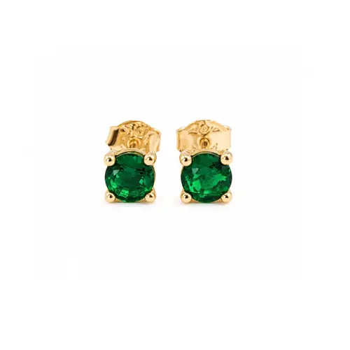 BRINCO PONTO DE LUZ VERDE BANHADO A OURO 18K