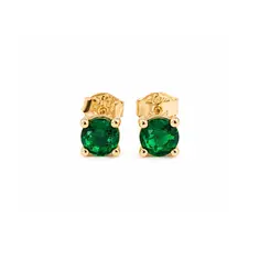 BRINCO PONTO DE LUZ VERDE BANHADO A OURO 18K