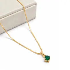 COLAR PINGENTE VERDE BANHADO A OURO 18K