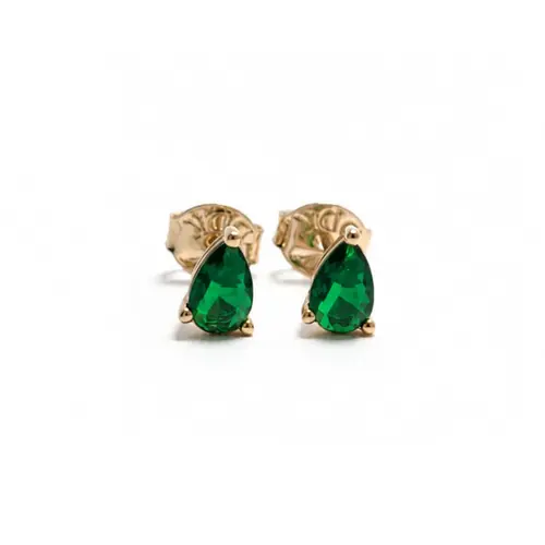 BRINCO GOTA VERDE BANHADO A OURO 18K