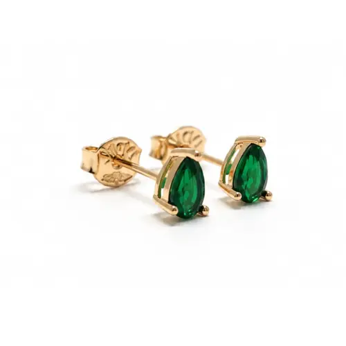 BRINCO GOTA VERDE BANHADO A OURO 18K