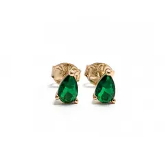 BRINCO GOTA VERDE BANHADO A OURO 18K