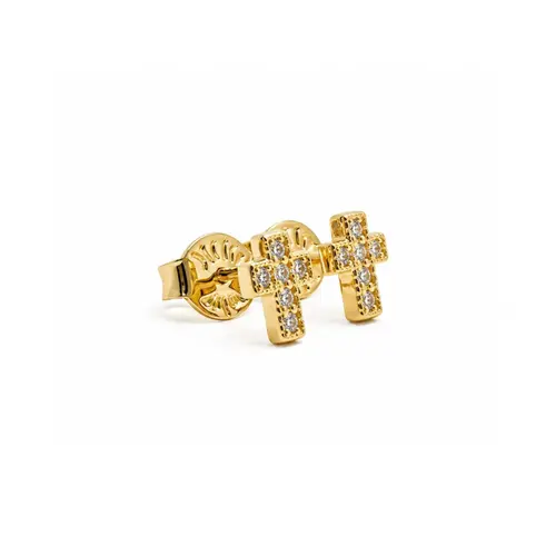 BRINCO CRUZ BANHADO A OURO 18K