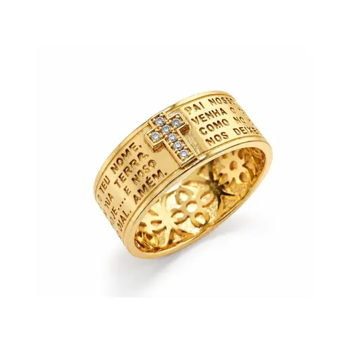 ANEL PAI NOSSO BANHADO A OURO 18K