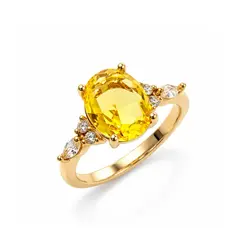 ANEL SOLITARIO AMARELO BANHADO A OURO 18K