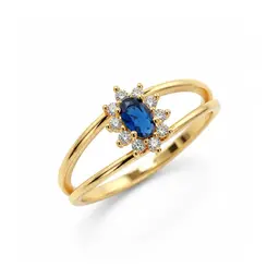 ANEL PEDRA AZUL BANHADO A OURO 18K