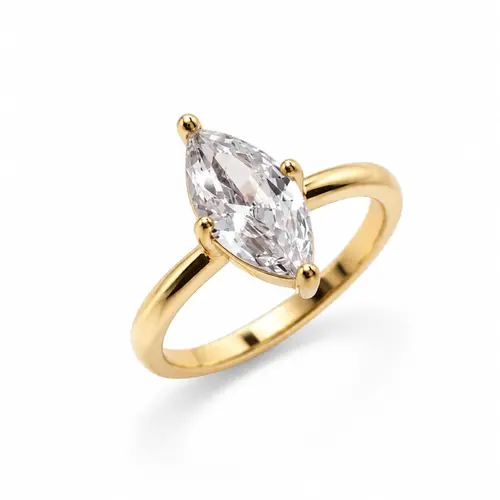 ANEL NAVETE SOLITARIO BANHADO A OURO 18K
