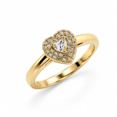 ANEL CORAÇÃO BANHADA A OURO 18K