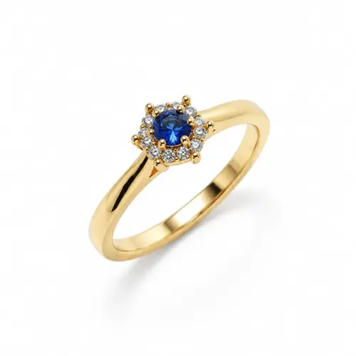 ANEL PEDRA AZUL BANHADO A OURO 18K