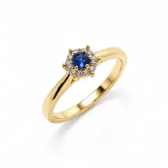 ANEL PEDRA AZUL BANHADO A OURO 18K
