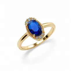 ANEL PEDRA AZUL BANHADO A OURO 18K