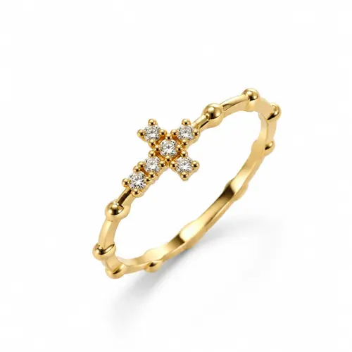 ANEL CRUZ BANHADO A OURO 18K