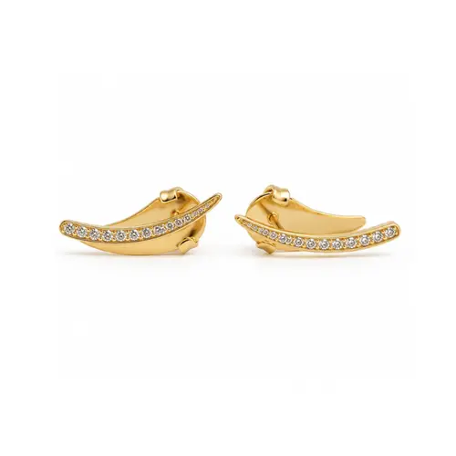 BRINCO EAR CUFF CRAVEJADO BANHADO A OURO 18K