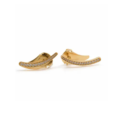 BRINCO EAR CUFF CRAVEJADO BANHADO A OURO 18K