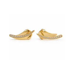 BRINCO EAR CUFF CRAVEJADO BANHADO A OURO 18K