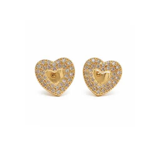 BRINCO CORAÇÃO CRAVEJADO BANHADO A OURO 18K