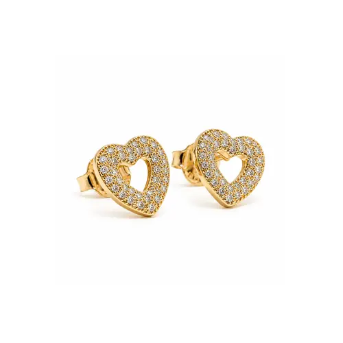 BRINCO CORAÇÃO CRAVEJADO BANHADO A OURO 18K