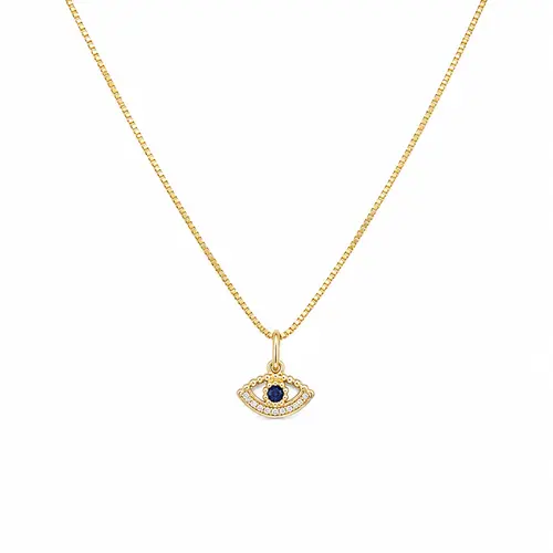 COLAR OLHO GREGO BANHADO A OURO 18K