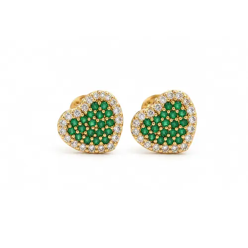 BRINCO CORAÇÃO VERDE BANHADO A OURO 18K