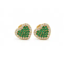 BRINCO CORAÇÃO VERDE BANHADO A OURO 18K