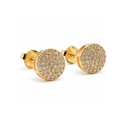 BRINCO REDONDO CRAVEJADO BANHADO A OURO 18K