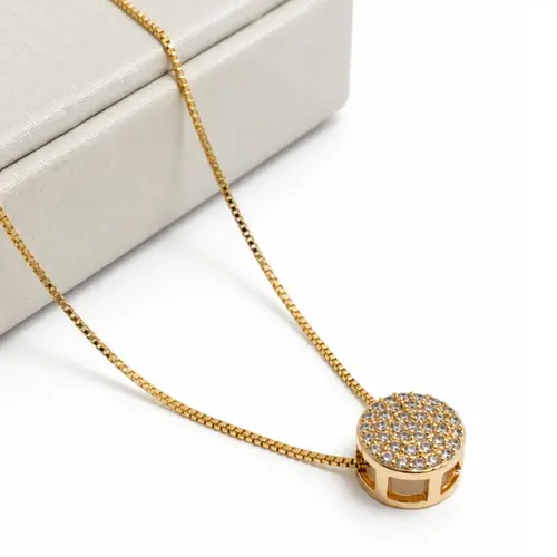 COLAR PINGENTE REDONDO BANHADO A OURO 18K