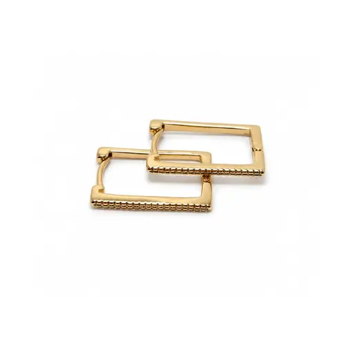 ARGOLA QUADRADA CRAVEJADA G BANHADA A OURO 18K