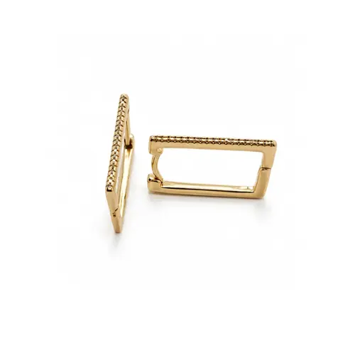 ARGOLA QUADRADA CRAVEJADA G BANHADA A OURO 18K