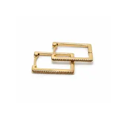 ARGOLA QUADRADA CRAVEJADA G BANHADA A OURO 18K