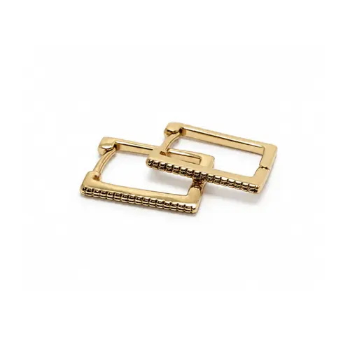 ARGOLA QUADRADA CRAVEJADA M BANHADA A OURO 18K
