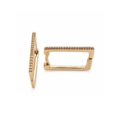 ARGOLA QUADRADA CRAVEJADA M BANHADA A OURO 18K