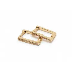 ARGOLA QUADRADA CRAVEJADA P BANHADA A OURO 18K