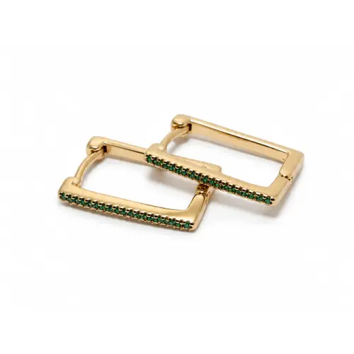 ARGOLA QUADRADA VERDE G BANHADA A OURO 18K