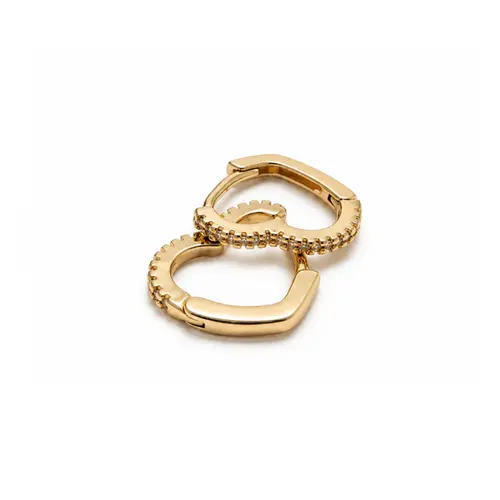 ARGOLA CORAÇÃO CRAVEJADA M BANHADA A OURO 18K