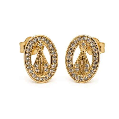 BRINCO SANTA CRAVEJADO BANHADO A OURO 18K