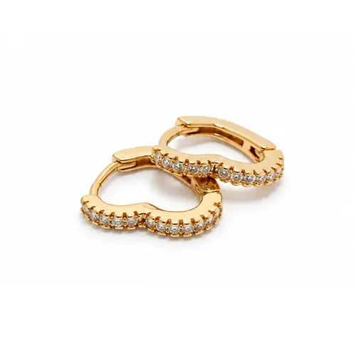 ARGOLA CORAÇÃO CRAVEJADA G BANHADA A OURO 18K