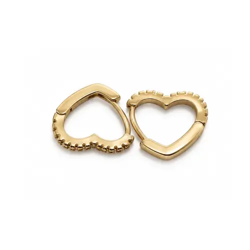 ARGOLA CORAÇÃO CRAVEJADA G BANHADA A OURO 18K