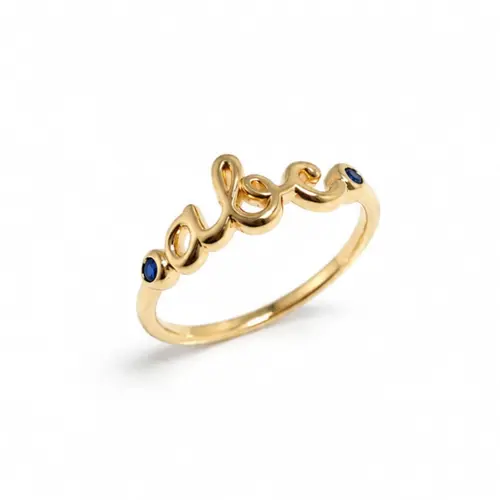 ANEL ABC COM PEDRAS BANHADO A OURO 18K