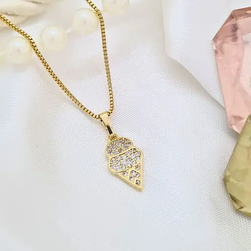 COLAR ICE CREAM BANHADO A OURO 18K