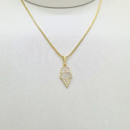 COLAR ICE CREAM BANHADO A OURO 18K