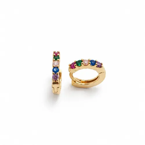 ARGOLA COLORIDA BANHADA A OURO 18K