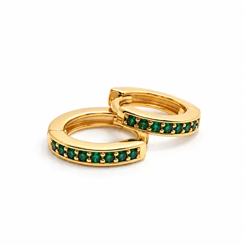 ARGOLA VERDE M BANHADA A OURO 18K