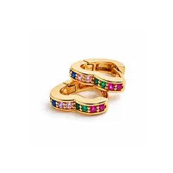 ARGOLA CORAÇÃO COLORIDO P BANHADA OURO 18K