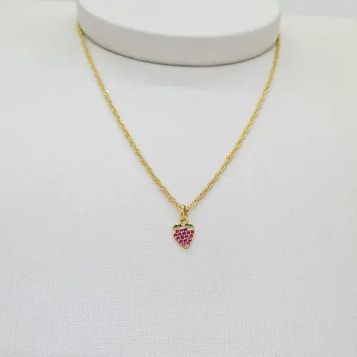 CONJUNTO MORANGO INFANTIL BANHADO A OURO 18K