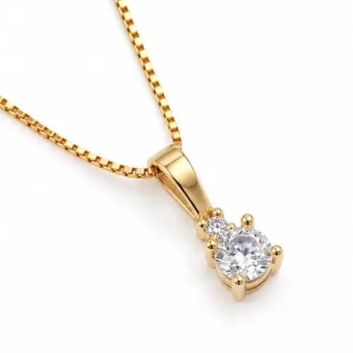 COLAR PINGENTE CRAVEJADO BANHADO A OURO 18K